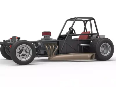 Vintage Dirt Modified stock car Base Version 3 Scale 1 to 25 3D print model