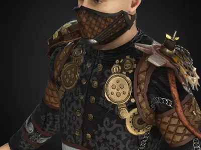  Steampunk rigged character Low-poly 3D model