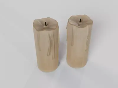 Melted Candle with Drips and Burnt Wick 3D model