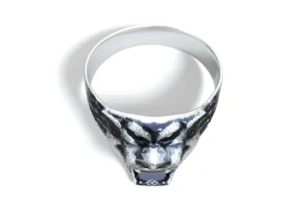 Silver Tiger Ring 3D model 3D model