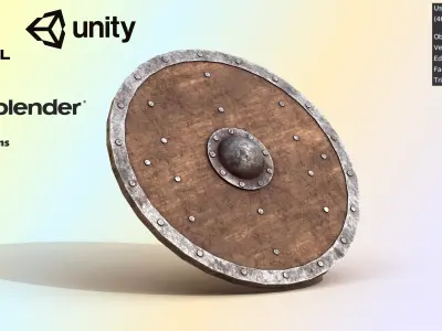 Early Medieval Viking Shield Low-poly 3D model