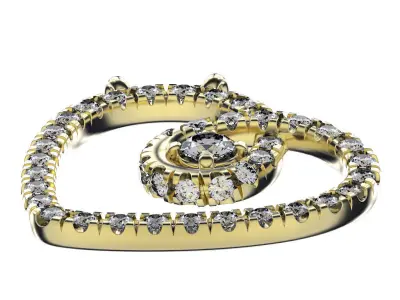 Pendant Heart In Gems 3D print model