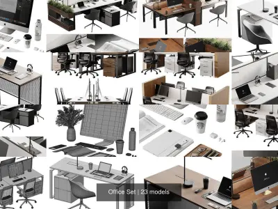 Office Set 3D Model Collection