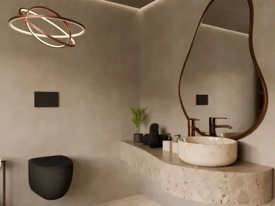 Minimalist elegant toilet bathroom  Free 3D model