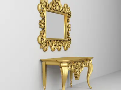 Classic Console Table and Mirror 001 3D model