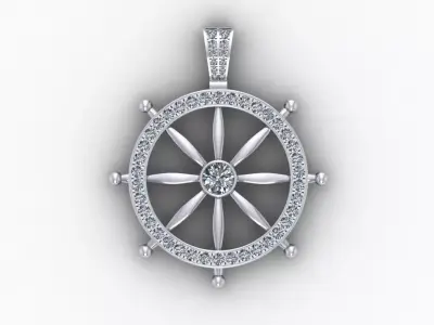 Steering wheel Gold Pendant Full Diamond 3D print model
