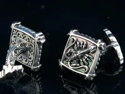 Zodiac signs Cufflinks Crayfish 3D print model