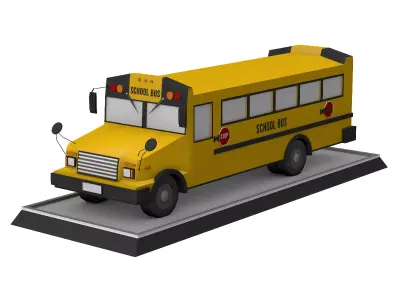 School Bus Low Poly Low-poly 3D model