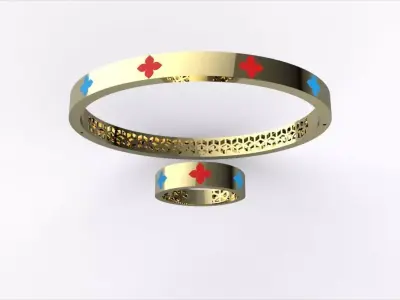 Luxury Gold Bangle  Ring Set SET-0031 3D print model