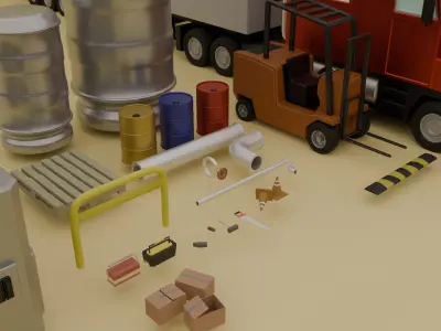 Small Factory Pack Low-poly 3D model
