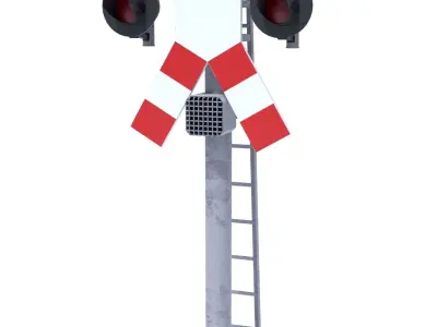 Rail Crossing Traffic Light Pack 1 Low-poly 3D model