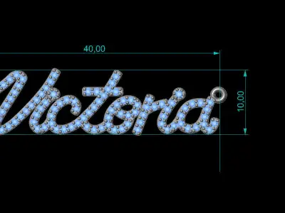 Custom Diamond Name Pendant VICTORIA 3D print model