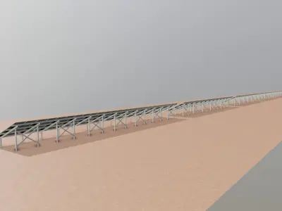 Low Poly Fixed System Solar Energy Pack Low-poly 3D model