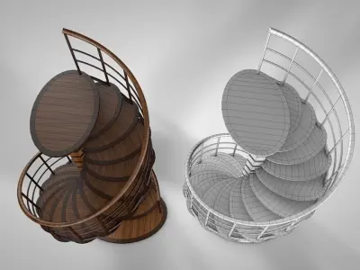 Decorative Spiral Stairs Low-poly 3D model