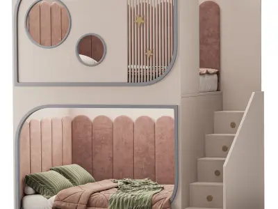 Bunk bed for children 3 3D model