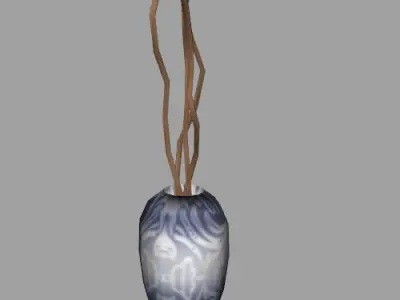 Twigs in Vase Low Poly Low-poly 3D model