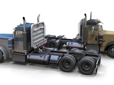 Peterbilt 379 daycab semitruck Low-poly 3D model