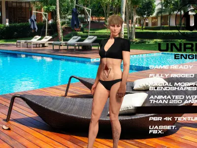 Swinwear girl full rigged - game ready - animated Low-poly 3D model