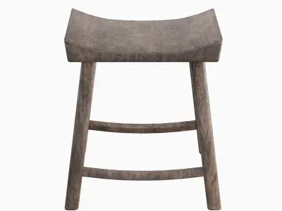 Old Wooden Chair 02 Low-poly 3D model