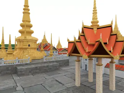 Thailand architecture  Low-poly 3D model