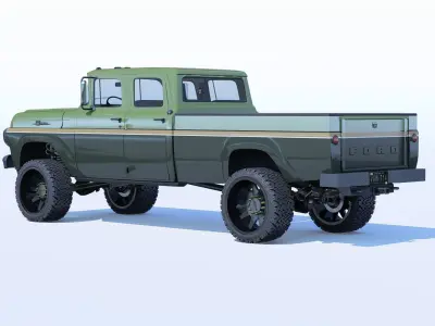 Pickup 1959 F350 Crew Cab Long Bed 3D model