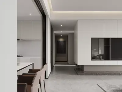 Modern living room dining room interior scenes 561 3D model