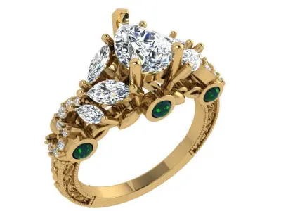 Pear Diamond Ring 3519 3D print model