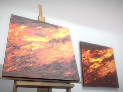 Red Row No-3- Oil Painting   Low-poly 3D model