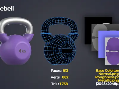 Kettlebells Set Low-poly 3D model