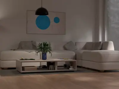 Scandinavian modern living room and Assets library 3D model