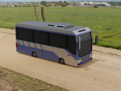 Low poly bus cartoon Low-poly 3D model