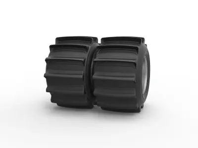 Rear wheel of Vintage Funny Car Sand drag racing Scale 1 to 25 3D print model