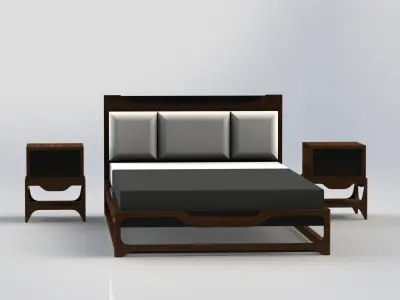 Premium set of bedroom furniture Free low-poly 3D model