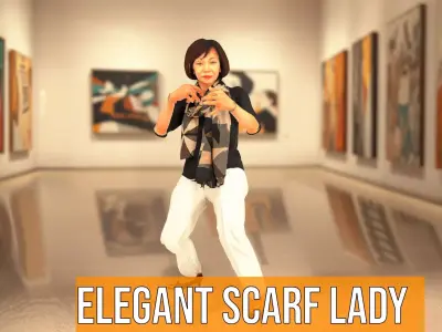 Elegant Scarf Lady model pack Low-poly 3D model