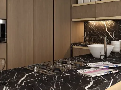 kitchen 1 modern with marble counter tops 3D model