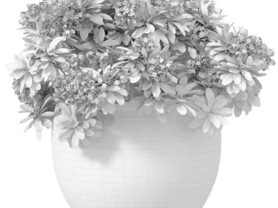 Bouquet of white flowers in a potted vase for decoration 3D model