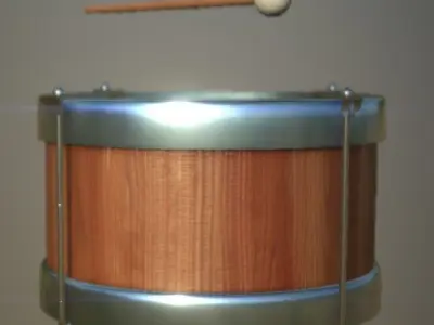 Drum And Stick Low And High Poly PBR painted Low-poly 3D model