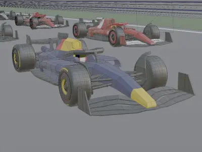F1 car low poly 3D model by Tincoco