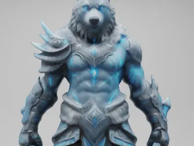 Frost Wolf Assassin 3D Model  Game-Ready Fantasy Character Low-poly 3D model