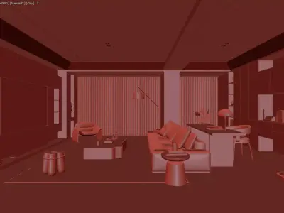 Modern Luxury Living Room 3D Model 3D model