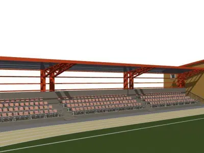 Tribune for football field with administrative building 3D model