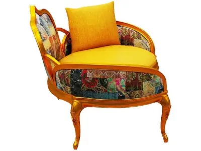 Classical sofa 2 seater Low-poly 3D model