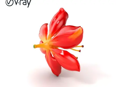 Lonicera Red Floral Sculpture model pack Low-poly 3D model