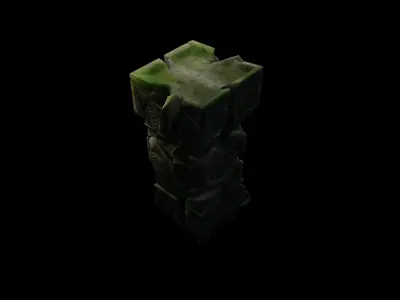 Ancient Broken Stone Column Fragment 3D model