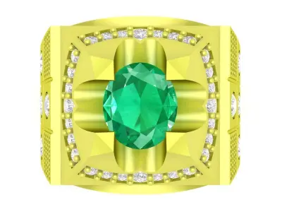 Luxury Oval Gemstone Statement Ring for Men  3969 3D print model