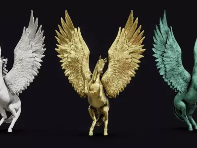 Pegasus Statues Low-poly 3D model