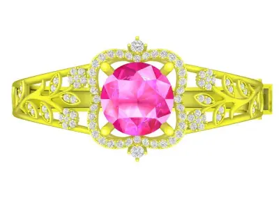 A7588 Luxury Korean Style Diamond Leaf Women Bangle 3D Model 3D print model