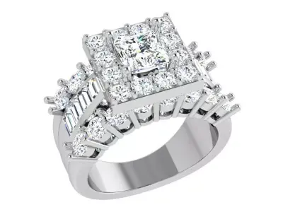 Princess Diamond Luxury Ring 4113 3D print model