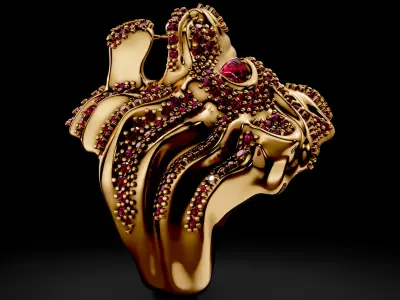 Lion Diamond Ring 3D print model