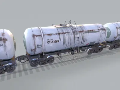 Railway Oil Tank Car vr2 Low-poly 3D model